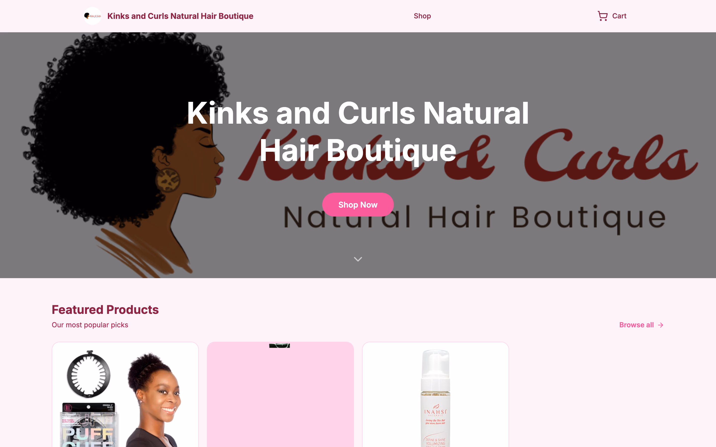 The Kinks and Curls Natural Hair Boutique storefront